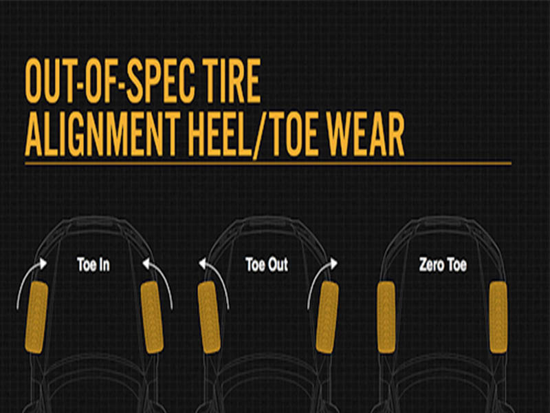 Độ chụm bánh xe bị căn chỉnh sai dẫn tới lốp bị mòn gót hoặc mòn má lốp
