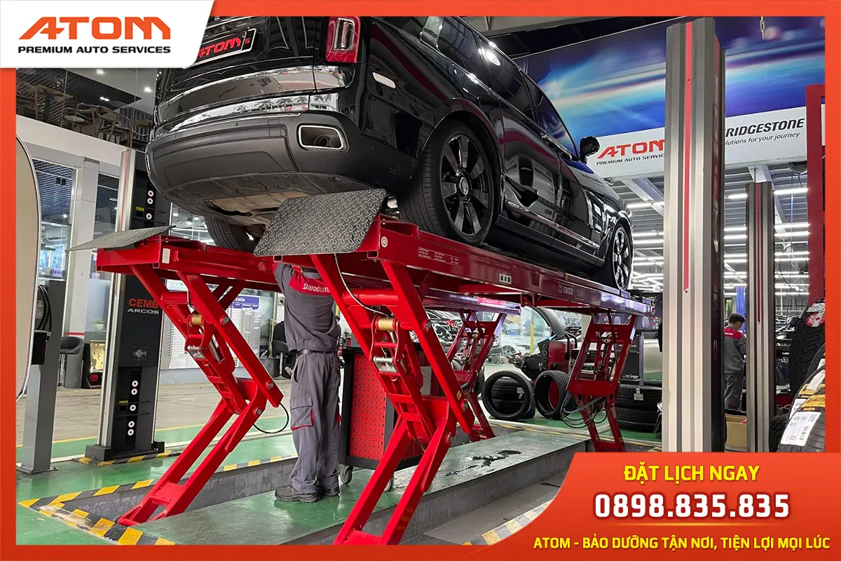 Cân chỉnh góc đặt bánh xe được thực hiện tại ATOM (Ảnh: Nguồn ATOM)